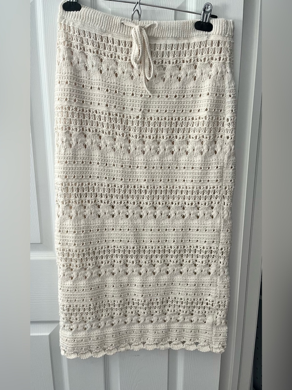 Universal Thread Cream Crochet Maxi Skirt with Drawstring Waist
